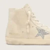 Modèle Francy pour femme en daim beige avec étoile pailletée argentée
