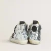 Modèle Francy pour femme en nylon, entièrement recouvert de paillettes argentées et orné d’une étoile en cuir noir
