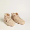Modèle Francy pour femme en peau de mouton beige avec étoile en cuir marron