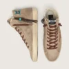 Modèle Francy pour homme en daim beige avec étoile en cuir marron et perles colorées