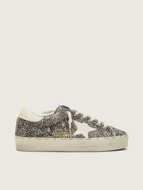 Modèle Hi Star pour femme en cuir de poney noir et blanc avec étoile en cuir blanc