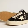 Modèle Hi Star pour femme en cuir noir avec languette de talon à paillettes argentées