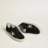 Modèle Hi Star pour femme en daim noir avec une étoile en cristaux Swarovski argentés