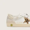 Modèle Junior Old School en cuir nappa avec étoile en cuir de poney à imprimé léopard et empiècements en cuir