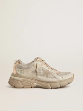 Modèle Lightstar pour homme en cuir gris tourterelle et mesh, avec une étoile en TPU beige