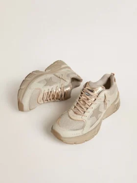 Modèle Lightstar pour homme en cuir gris tourterelle et mesh, avec une étoile en TPU beige