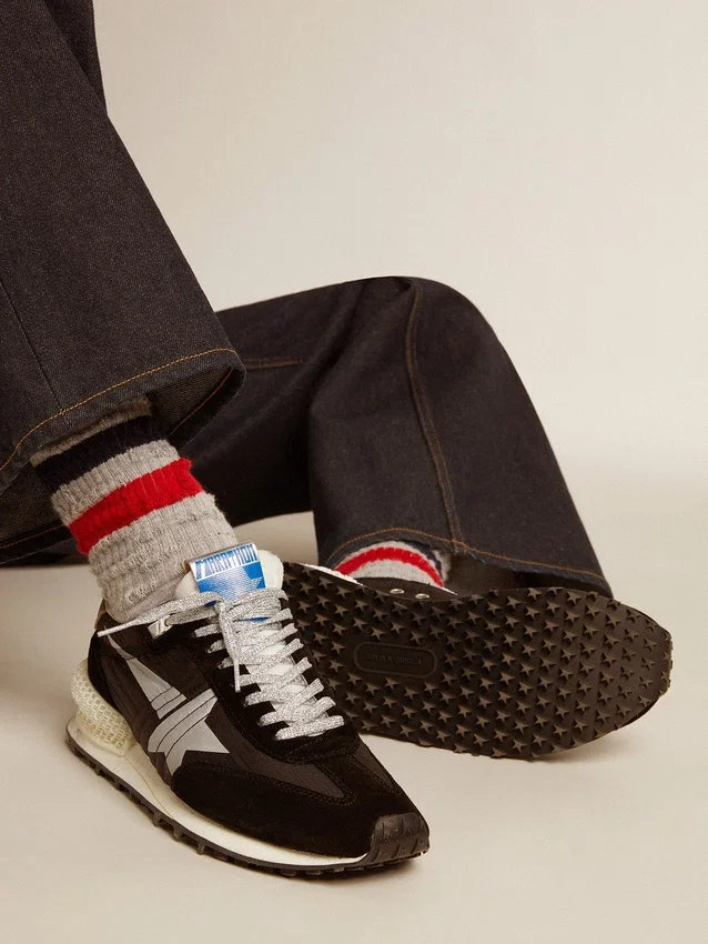Modèle Marathon pour homme avec tige en nylon ripstop noir et étoile argentée