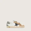 Modèle Old School junior avec étoile en cuir noir et empiècements en daim beige et vert