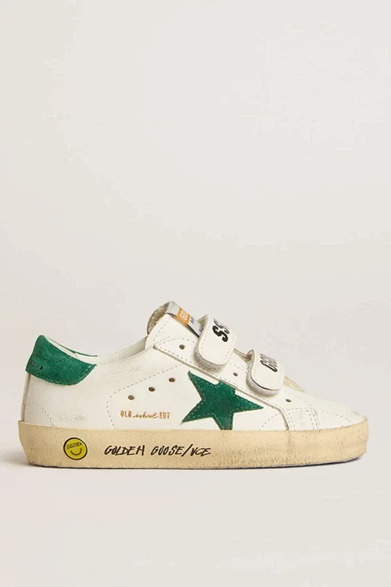 Modèle Old School pour ados avec étoile en daim vert et languette au talon