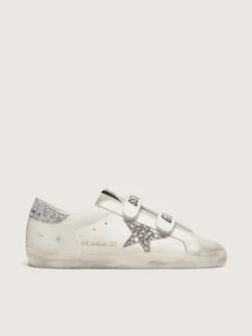 Modèle Old School pour femme avec étoile pailletée argentée et languette en daim gris glacé