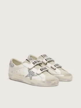 Modèle Old School pour femme avec étoile pailletée argentée et languette en daim gris glacé
