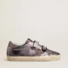 Modèle Old School pour femme en cuir laminé violet avec étoile en nubuck lilas et languette au talon