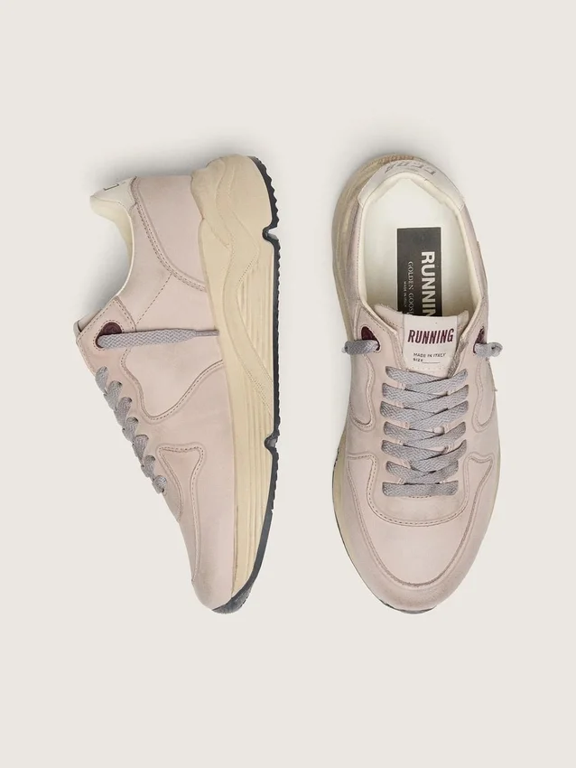 Modèle Running Sole pour femme en cuir rose poudré avec étoile argentée