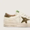 Modèle Stardan pour homme en cuir blanc, avec étoile et languette au talon en cuir imprimé serpent vert militaire