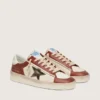 Modèle Stardan pour homme en cuir blanc et rouge brique avec une étoile en cuir laminé vert olive