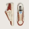 Modèle Stardan pour homme en cuir blanc et rouge brique avec une étoile en cuir laminé vert olive