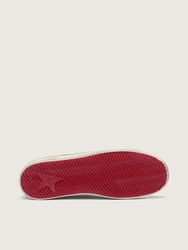 Modèle Stardan pour homme en cuir noir avec étoile rouge, empiècements en mesh noir et en cuir rouge