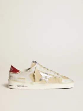 Modèle Stardan pour homme en nubuck et cuir craquelé avec étoile en cuir métallisé argenté