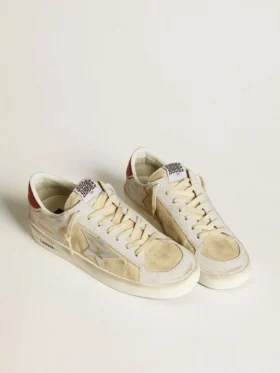 Modèle Stardan pour homme en nubuck et cuir craquelé avec étoile en cuir métallisé argenté