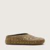 Modèle Tierra pour femme en daim kaki avec clous argentés
