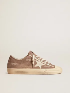 Modèle V-Star pour femme en daim gris tourterelle avec une étoile en cuir gris clair