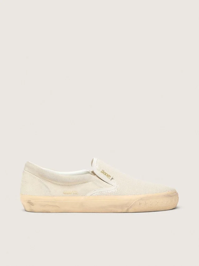 Modèle VCE Penstar pour femme en daim beige et paillettes couleur perle