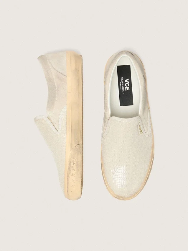Modèle VCE Penstar pour femme en daim beige et paillettes couleur perle