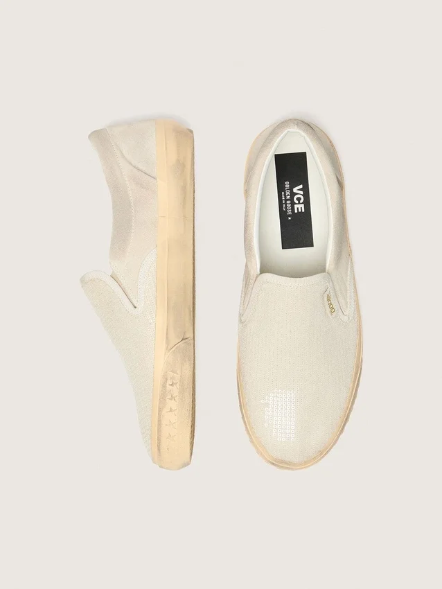 Modèle VCE Penstar pour homme en daim beige et paillettes couleur perle