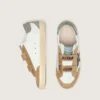 Modèle « Young Old School » avec étoile en cuir noir et empiècements en daim beige et vert
