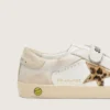 Modèle « Young Old School » en cuir nappa avec étoile en cuir de poney à imprimé léopard et empiècements en cuir