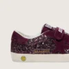 Modèle « Young Old School » en paillettes bordeaux avec étoile et languette au talon en daim bordeaux