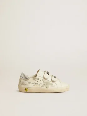 Old School Junior avec étoile en daim et languette de talon en cuir métallisé
