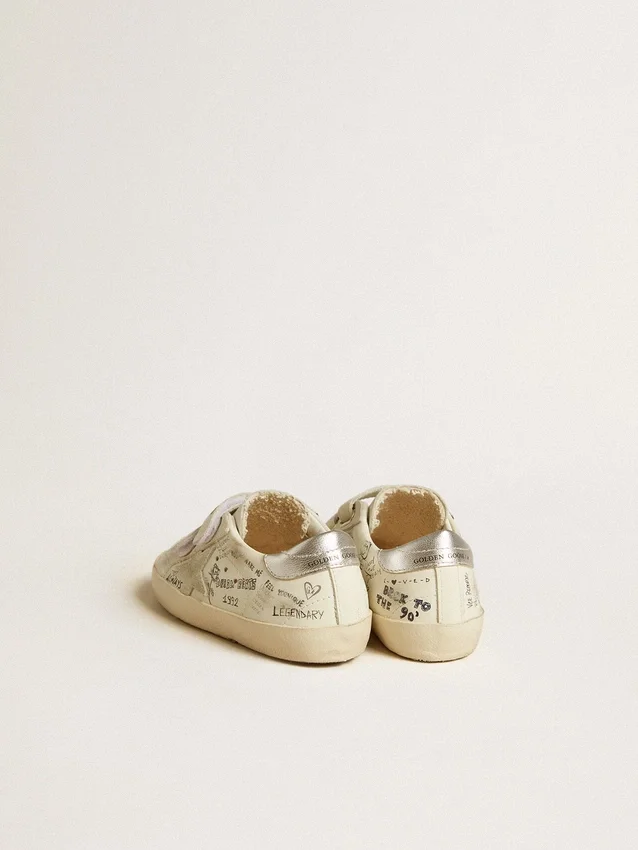 Old School Junior avec étoile en daim et languette de talon en cuir métallisé