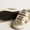 Old School Junior en paillettes platine avec étoile en cuir et languette au talon