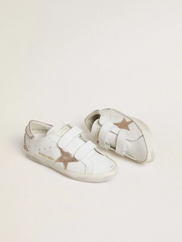 Old School LTD pour femme avec étoile et languette au talon en cuir métallisé or rose