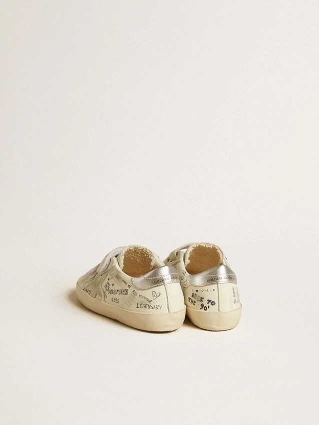 Old School Young avec étoile en daim et languette de talon en cuir métallisé