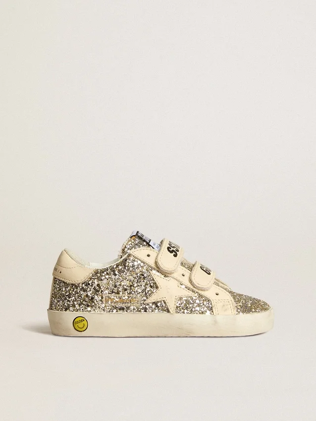 Old School Young en paillettes platine avec étoile en cuir et languette au talon