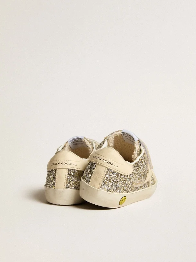 Old School Young en paillettes platine avec étoile en cuir et languette au talon