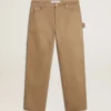 Pantalon beige pour homme avec empiècements