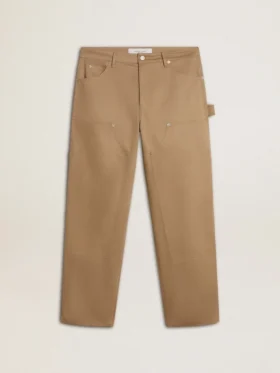 Pantalon beige pour homme avec empiècements