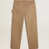 Pantalon beige pour homme avec empiècements