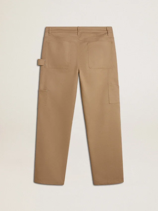 Pantalon beige pour homme avec empiècements