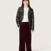 Pantalon bordeaux effet velours pour filles avec poche arrière
