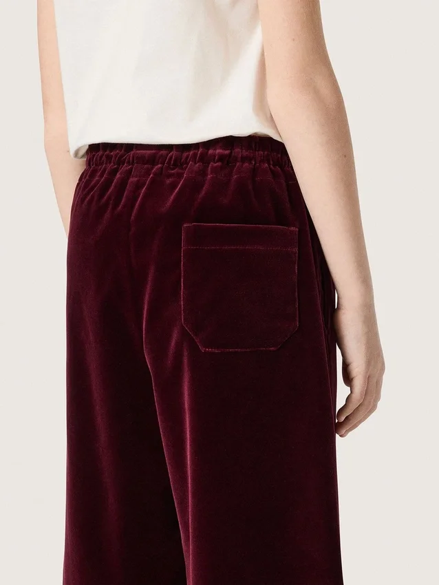 Pantalon bordeaux effet velours pour filles avec poche arrière