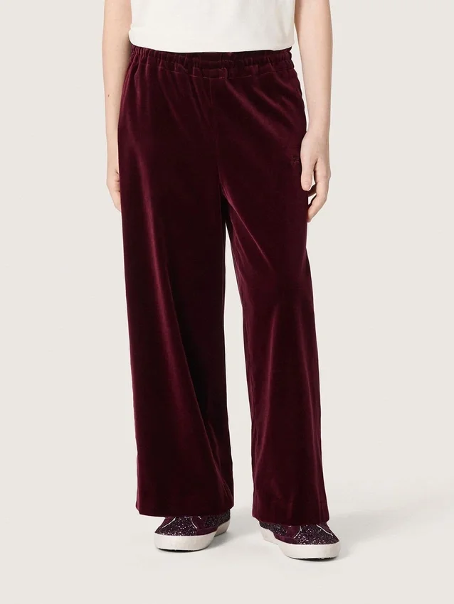 Pantalon bordeaux effet velours pour filles avec poche arrière