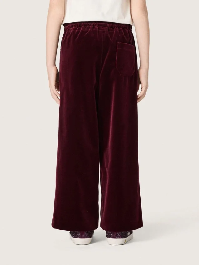 Pantalon bordeaux effet velours pour filles avec poche arrière
