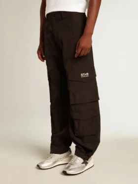 Pantalon cargo en nylon ripstop noir