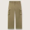Pantalon cargo Journey pour garçon en gabardine de coton vert militaire avec imprimé
