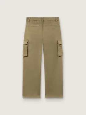 Pantalon cargo Journey pour garçon en gabardine de coton vert militaire avec imprimé