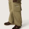 Pantalon cargo Journey pour garçon en gabardine de coton vert militaire avec imprimé